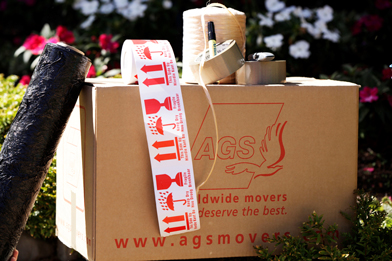 Pack boxes for international move AGS Movers