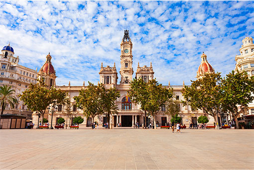 Valencia City Hall Plaza in Valencia, Spain